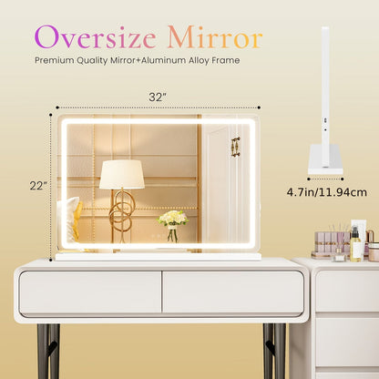 LED Vanity Mirror – Hollywood-Style Lighted Makeup Mirror, 33 × 43 to 81 × 56cm