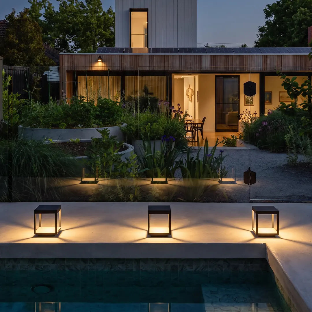 Concrete Pillar Lights Modern Open-Frame Square LED Light