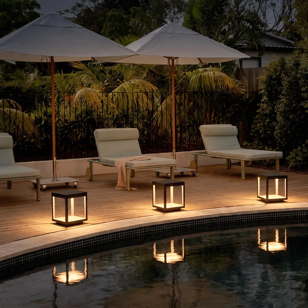 Concrete Pillar Lights Modern Open-Frame Square LED Light