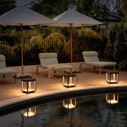 Concrete Pillar Lights Modern Open-Frame Square LED Light
