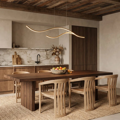 Curved LED Pendant Light Wavy LED Metal Ceiling Light