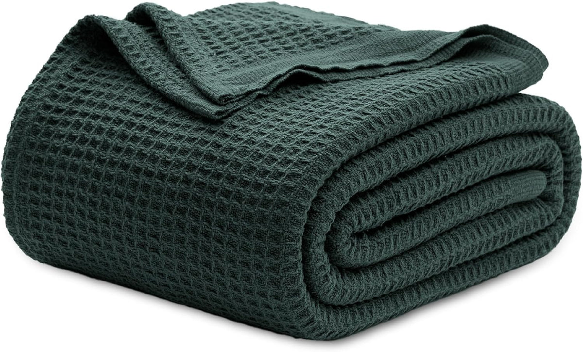 Cotton Waffle Blanket – 100% Long-Staple Cotton Throw & Bed Blanket, 6 Sizes, 17 Colours