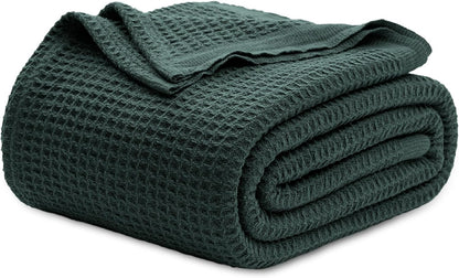 Cotton Waffle Blanket – 100% Long-Staple Cotton Throw & Bed Blanket, 6 Sizes, 17 Colours