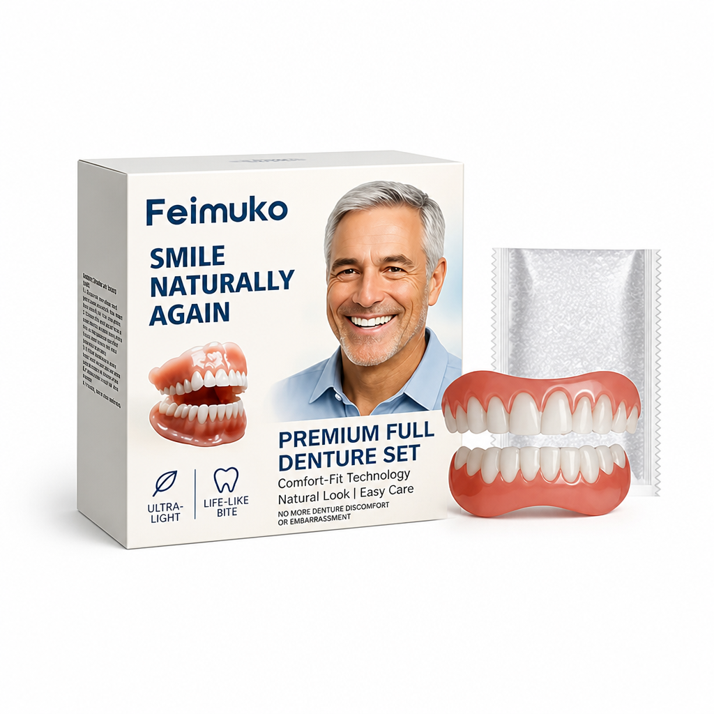 Comfort-Fit Natural-Look Silicone Denture Set (Upper & Lower)