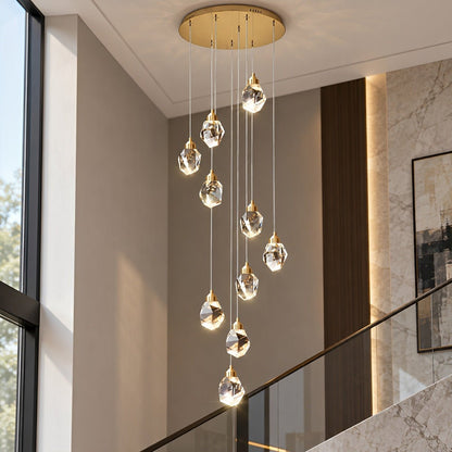 Dimmable Modern Luxury Brass Crystal Pendant Lights