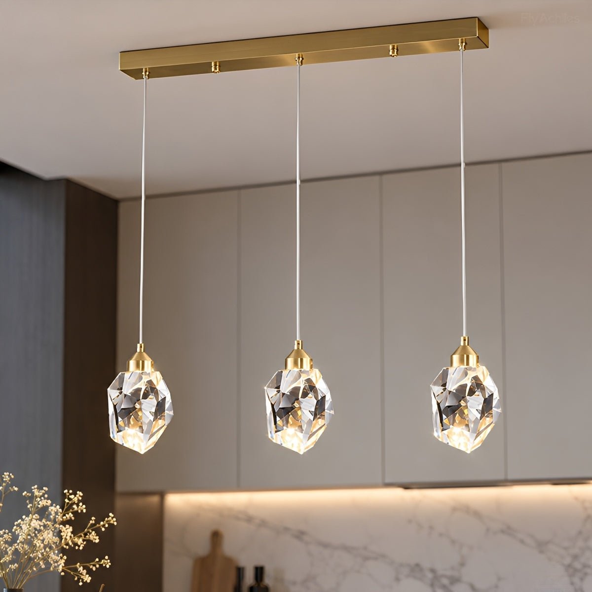 Dimmable Modern Luxury Brass Crystal Pendant Lights