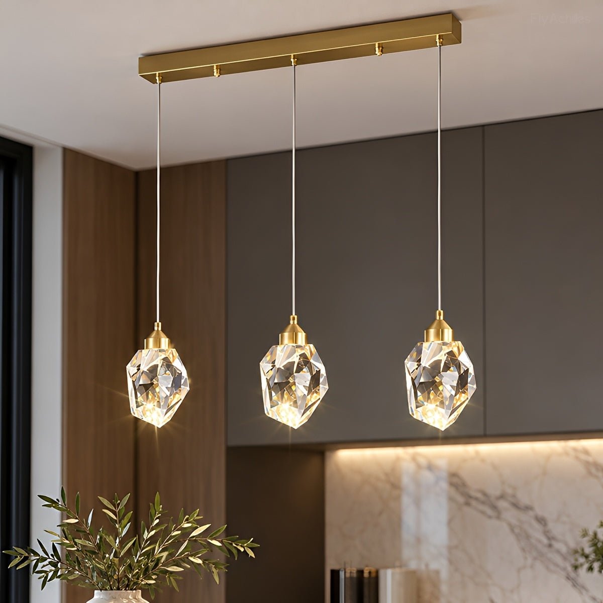 Dimmable Modern Luxury Brass Crystal Pendant Lights
