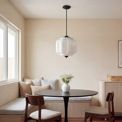Lumi Vintage Milk Glass Oiled Brass Eloise Pendant Light