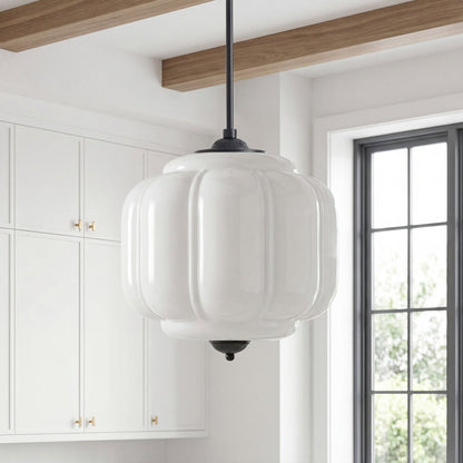 Lumi Vintage Milk Glass Oiled Brass Eloise Pendant Light