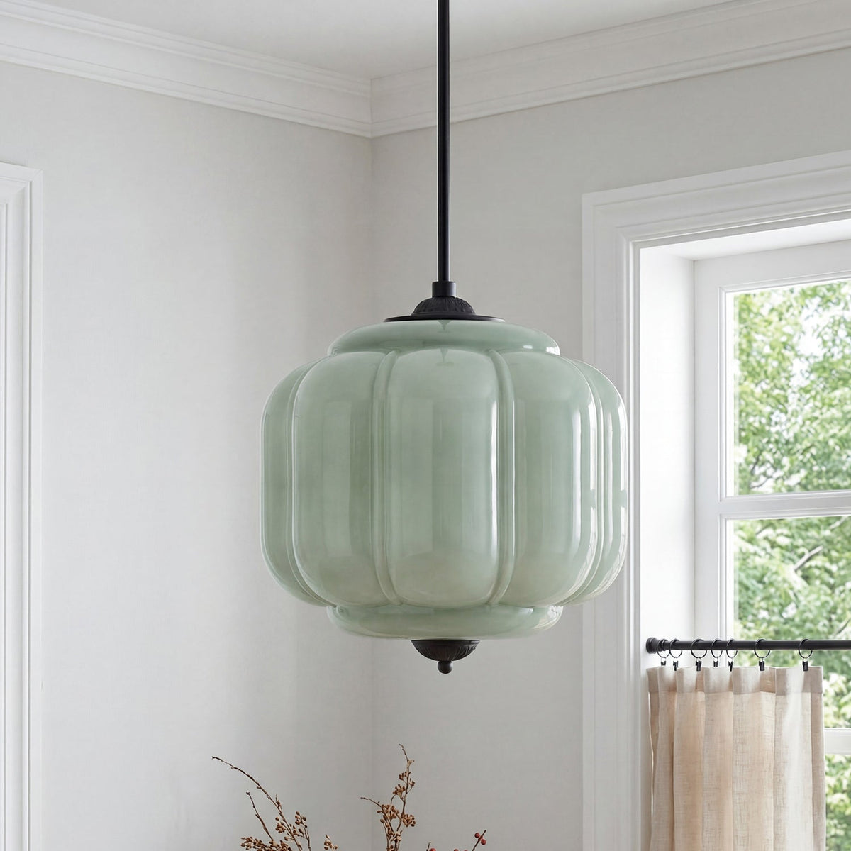 Lumi Vintage Milk Glass Oiled Brass Eloise Pendant Light