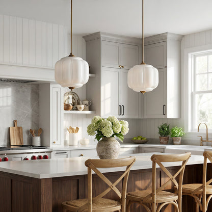Lumi Vintage Milk Glass Oiled Brass Eloise Pendant Light