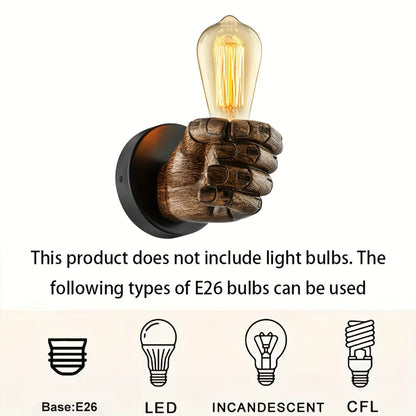 Industrial Hand Wall Lamp | Resin E26 Wall Sconce