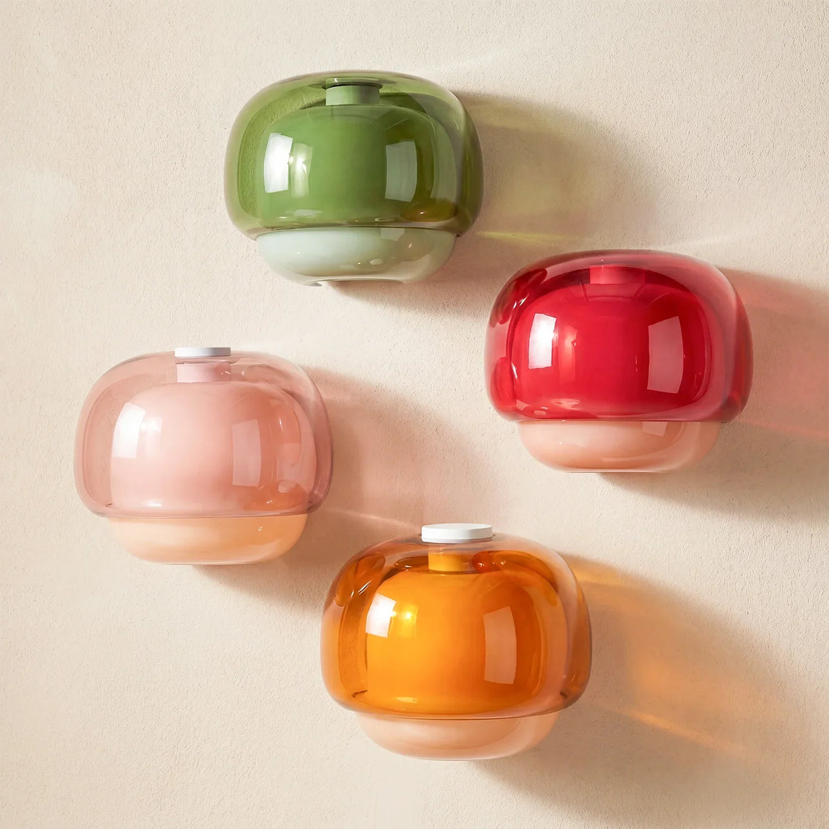 Coloured Glass Wall Light – Modern Sconce, Orange, Green, Blush, Burgundy, Yellow or Grey