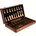 Sophisticated handmade durable wooden chess set for the table