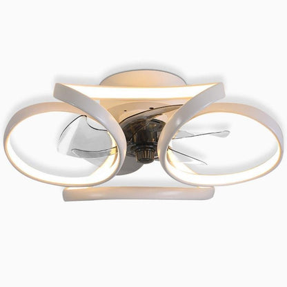 Flower Ceiling Fan with Light Modern LED Recessed Light