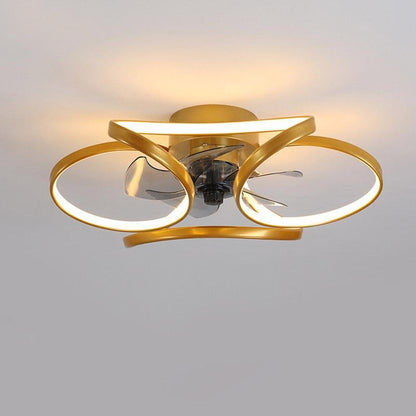 Flower Ceiling Fan with Light Modern LED Recessed Light