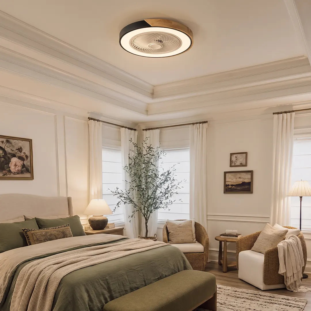 Flush Ceiling Fan with Light and Remote LED Bladeless Light