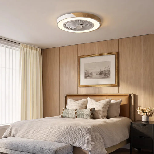 Flush Ceiling Fan with Light and Remote LED Bladeless Light