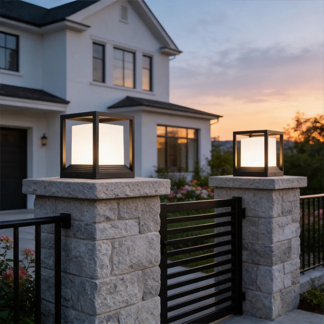 Garden Pedestal Lights Minimalist Square Waterproof LED Light
