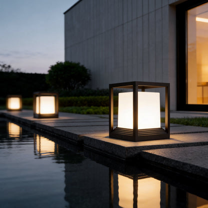 Garden Pedestal Lights Minimalist Square Waterproof LED Light