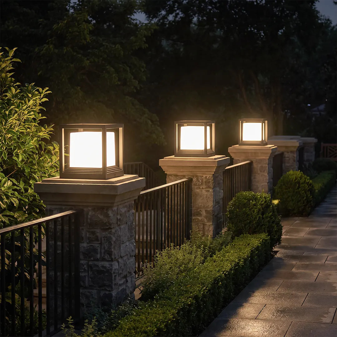 Garden Pedestal Lights Minimalist Square Waterproof LED Light