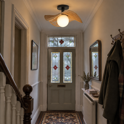 Modern ceiling lamp in a Victorian hallway