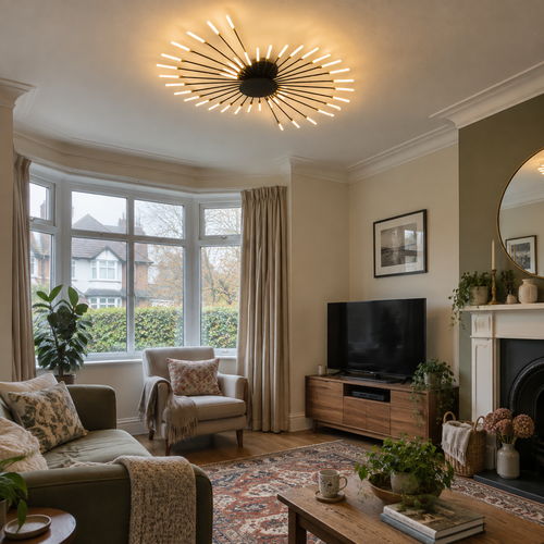 Fireworks LED ceiling light in a sitting room