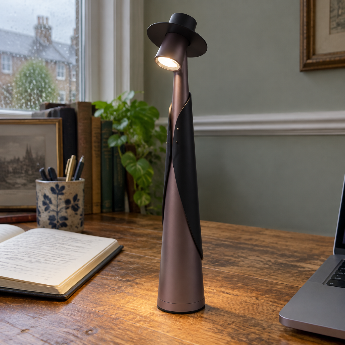Hat Table Lamp - Rechargeable Touch LED Desk Light in a British home