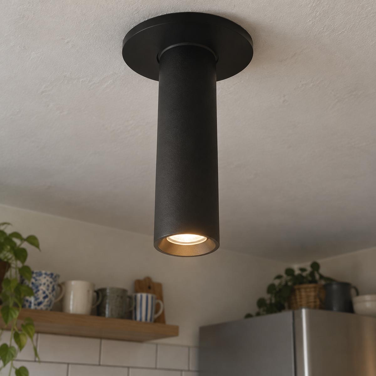 Industrial Ceiling Light - Aluminium Integrated LED in a British home