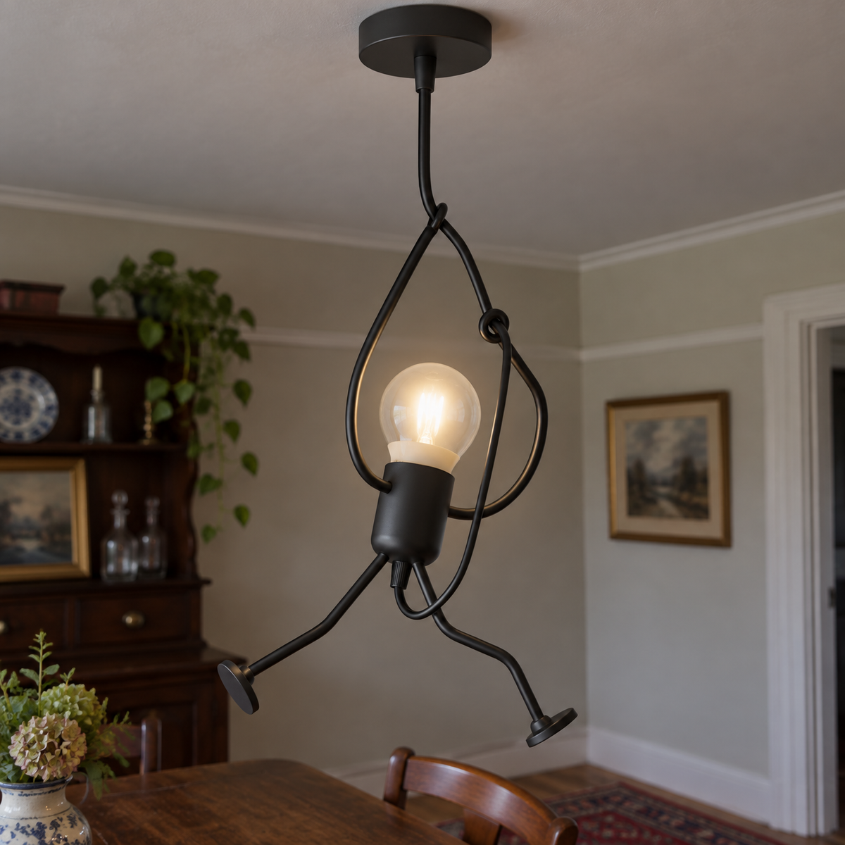 Industrial Pendant Light - Metal Dining Room Light in a British home