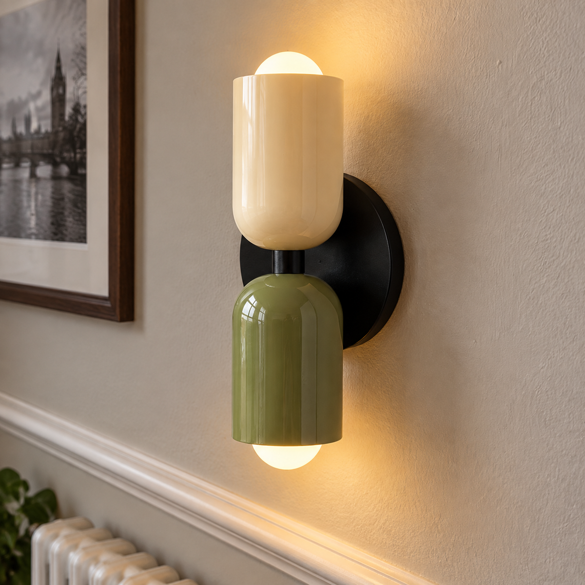 Industrial Wall Lamp - 2 Adjustable Head Light in a British home