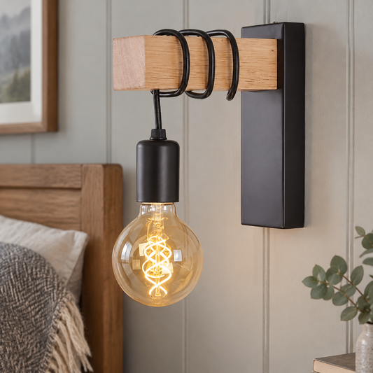 Industrial Wall Sconce - Modern E27 Metal Wall Light in a British home