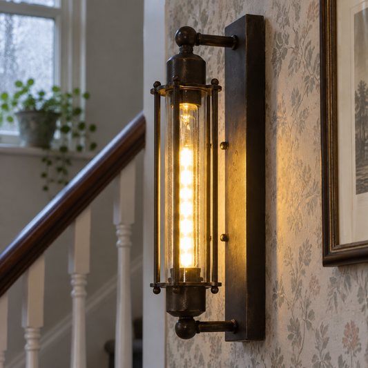 Industrial Wall Sconce - Vintage Iron LED Light in a British home