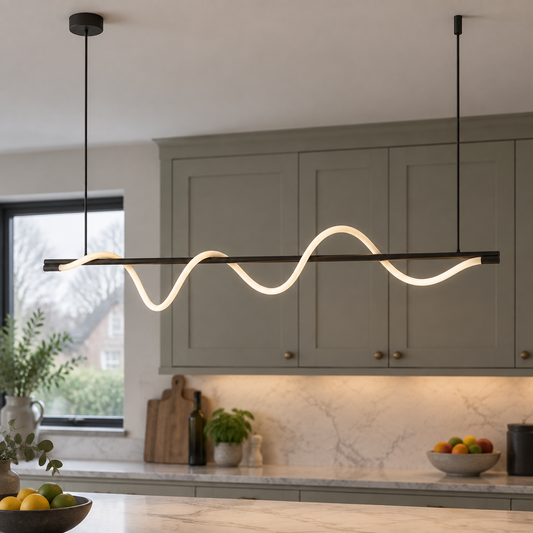 Island Pendant Light - Linear Kitchen Ceiling Lamp in a British home