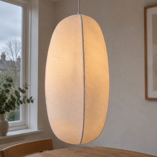 Japanese Pendant Light - Wabi Sabi Minimalist Lamp in a British home