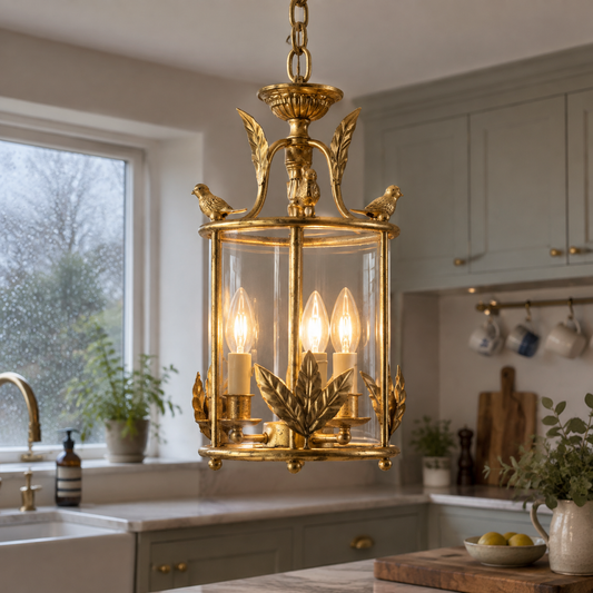 Lantern Pendant Light - Kitchen Island Ceiling Lamp in a British home