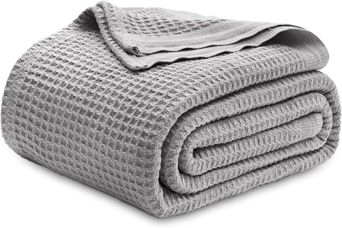 Cotton Waffle Blanket – 100% Long-Staple Cotton Throw & Bed Blanket, 6 Sizes, 17 Colours