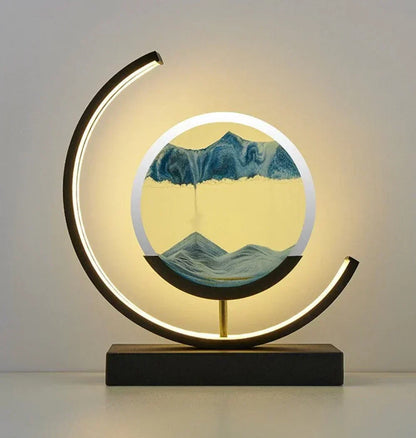 Sand Landscape Lamp – Minimalist LED Sand Art Table Light, Black or White with 7 Sand Colours