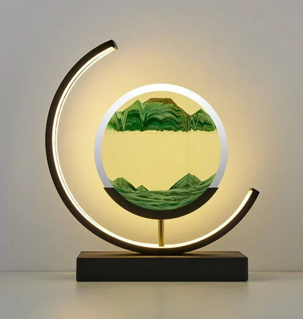 Sand Landscape Lamp – Minimalist LED Sand Art Table Light, Black or White with 7 Sand Colours