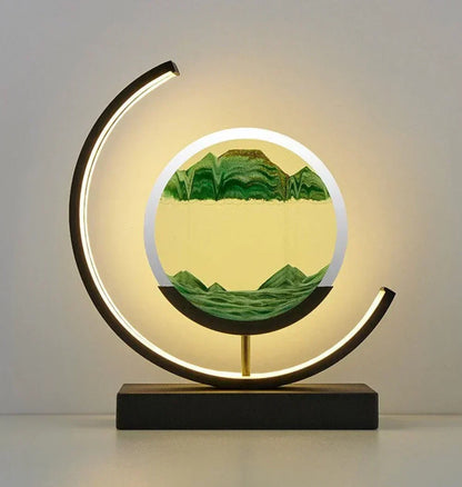 Sand Landscape Lamp – Minimalist LED Sand Art Table Light, Black or White with 7 Sand Colours