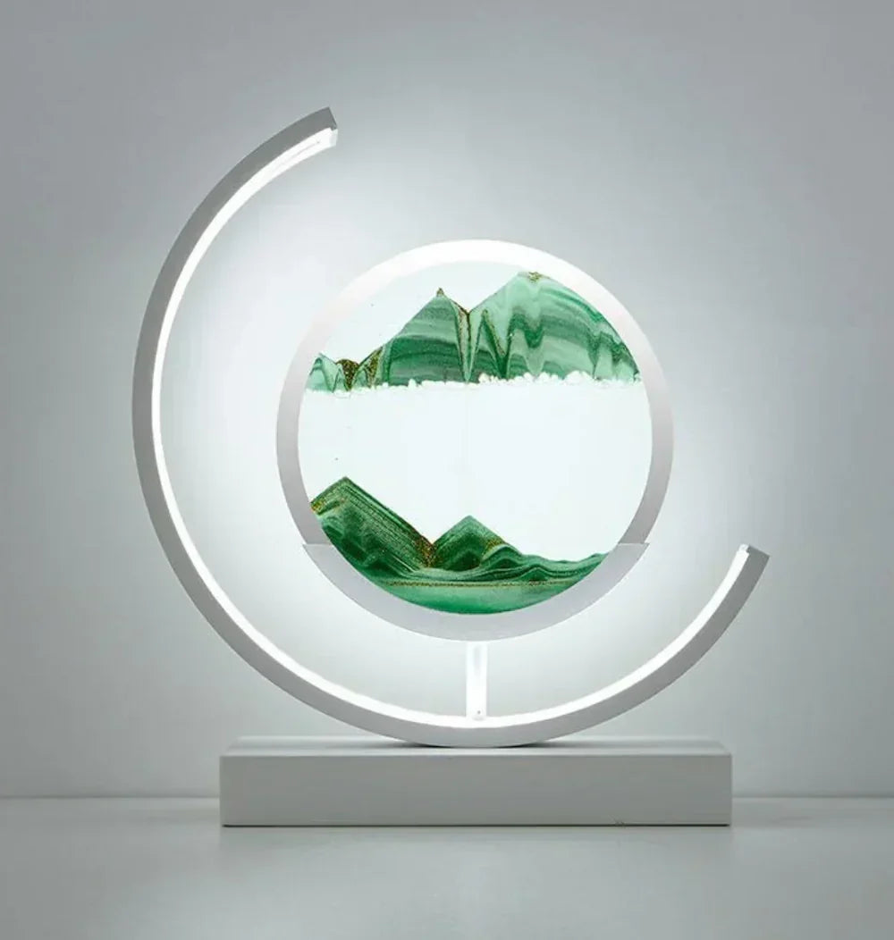 Sand Landscape Lamp – Minimalist LED Sand Art Table Light, Black or White with 7 Sand Colours