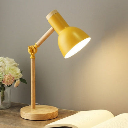 Scandinavian LED Desk Lamp – Wood & Metal Adjustable Arm Lamp, 5 Colours, Warm or Cold White