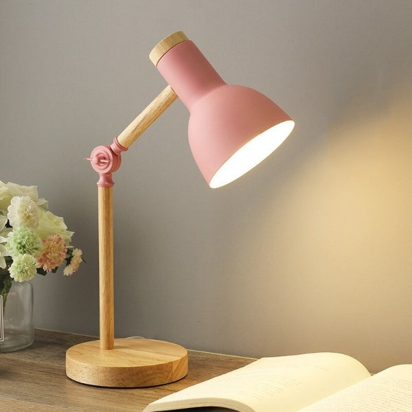Scandinavian LED Desk Lamp – Wood & Metal Adjustable Arm Lamp, 5 Colours, Warm or Cold White