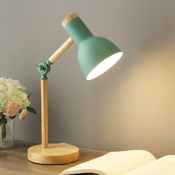 Scandinavian LED Desk Lamp – Wood & Metal Adjustable Arm Lamp, 5 Colours, Warm or Cold White