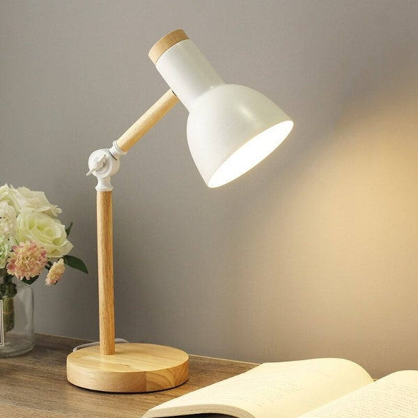 Scandinavian LED Desk Lamp – Wood & Metal Adjustable Arm Lamp, 5 Colours, Warm or Cold White