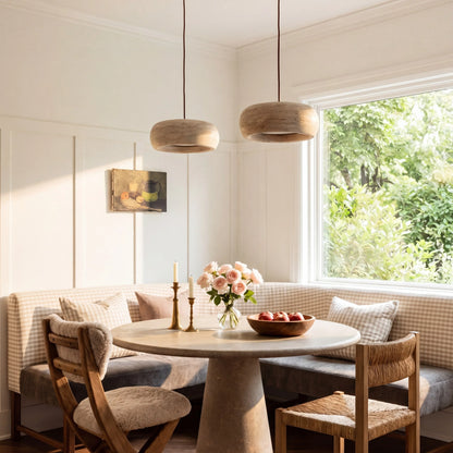 Kairi Natural Travertine Stone Vintage Cream Pendant Light