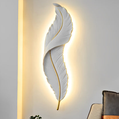 Feather Wall Light Modern Luxury LED White Resin Art Corridor Lamp