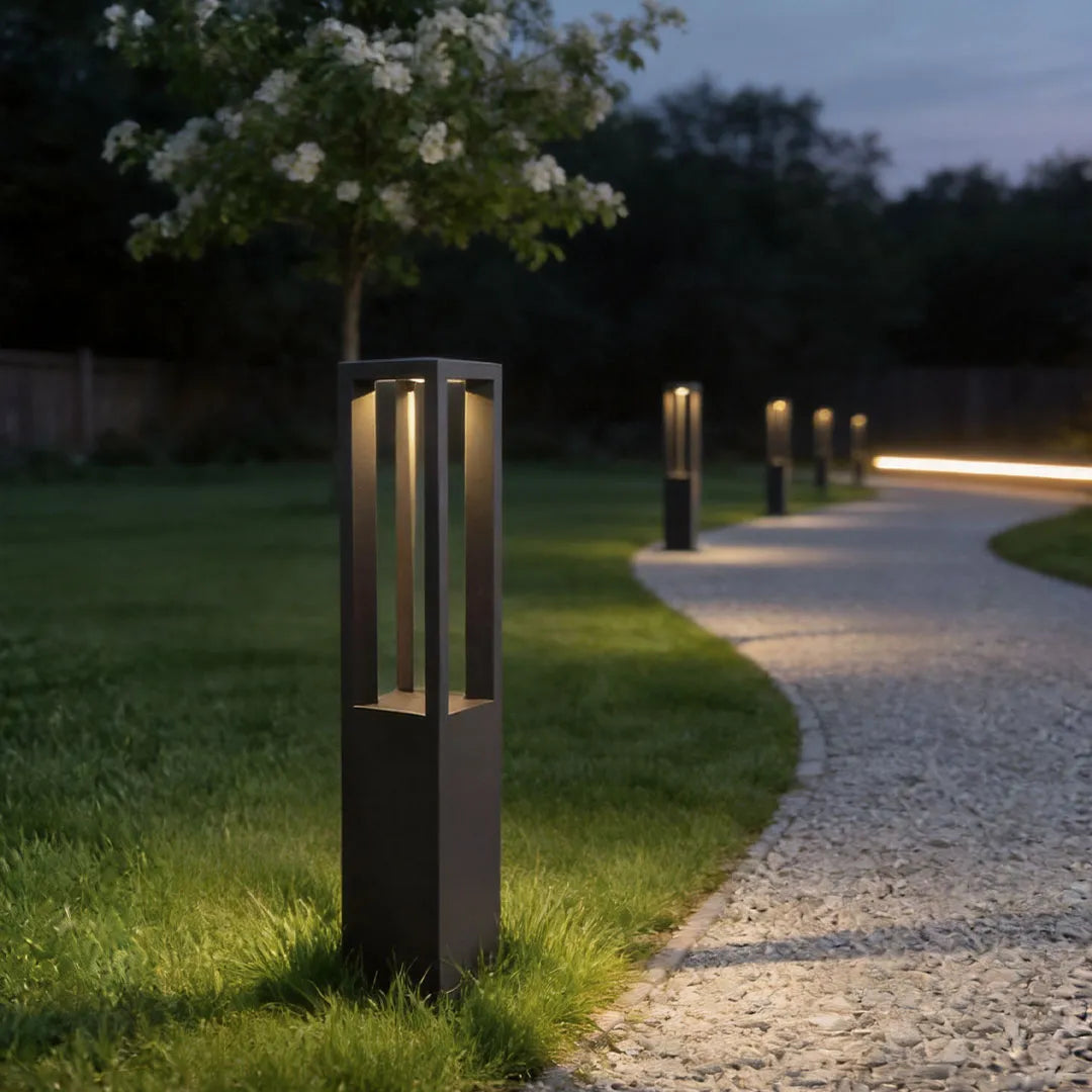 LED Bollard Garden Light Black Aluminum Garden Landscape Light