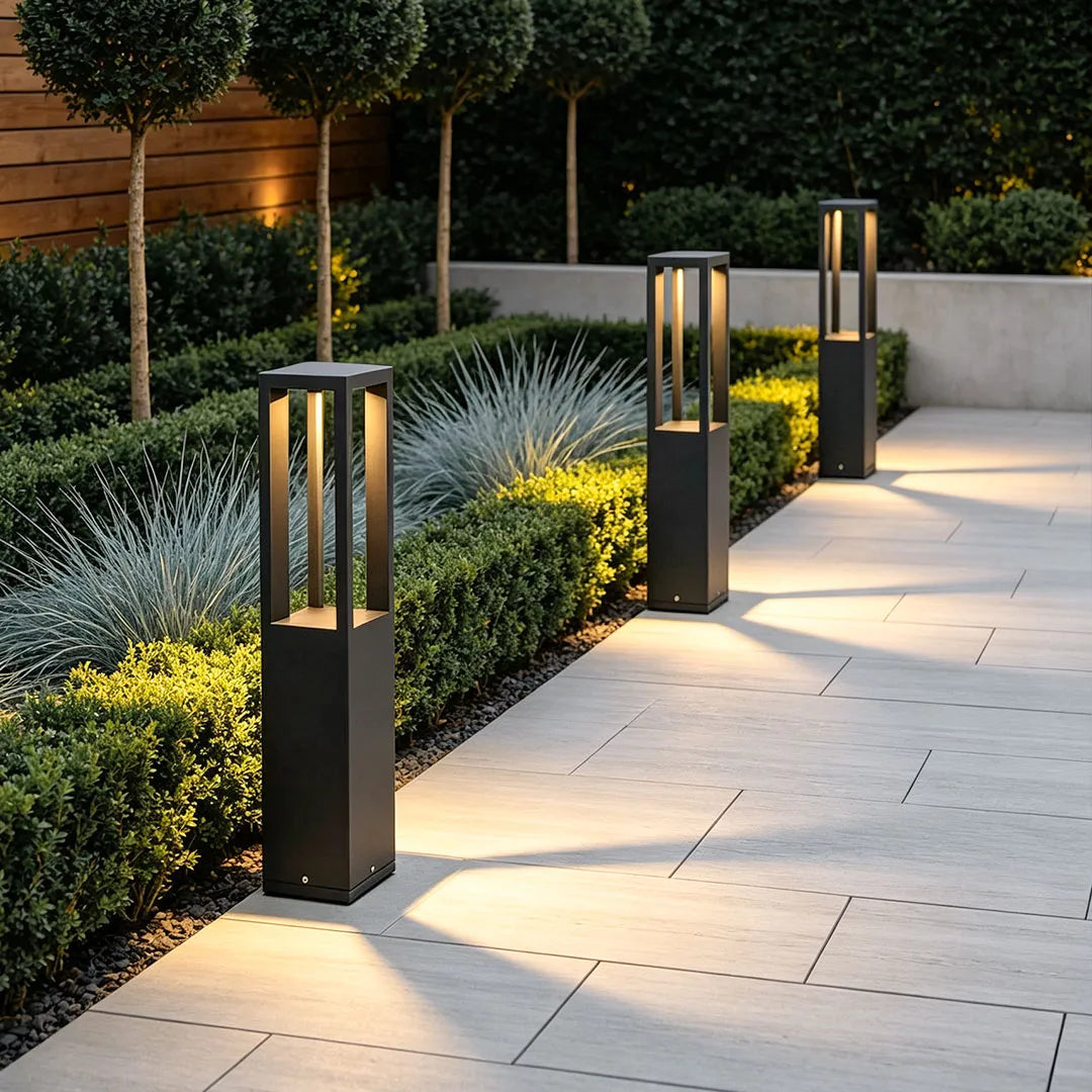 LED Bollard Garden Light Black Aluminum Garden Landscape Light