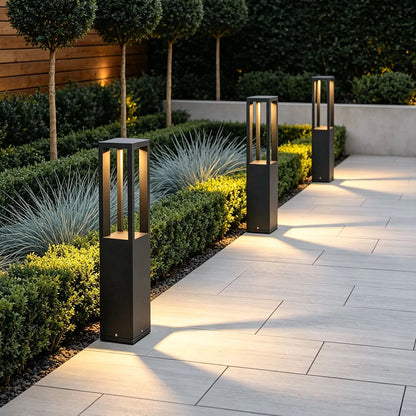 LED Bollard Garden Light Black Aluminum Garden Landscape Light